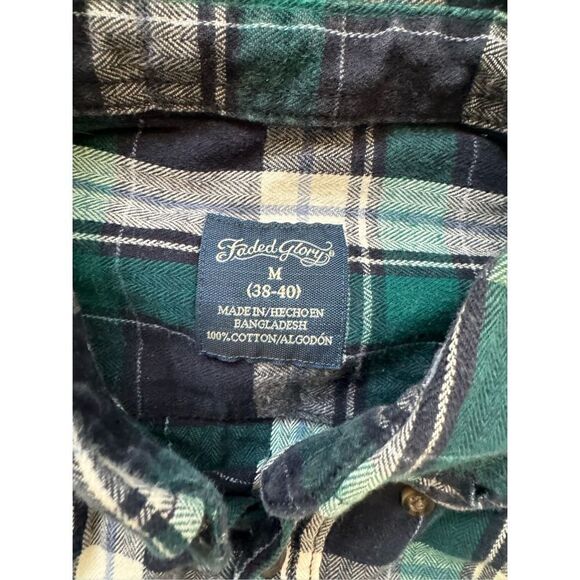 Faded Glory M Green blue flannel shirt - Picture 4 of 5